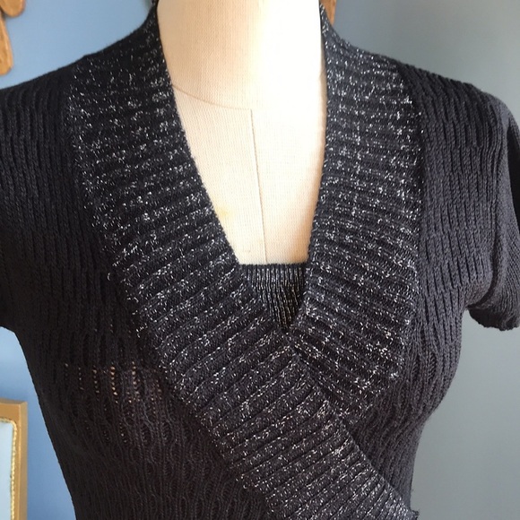 Set of 2 knit sweater bodycon mini dresses red & black short sleeves pull over S - Picture 15 of 16